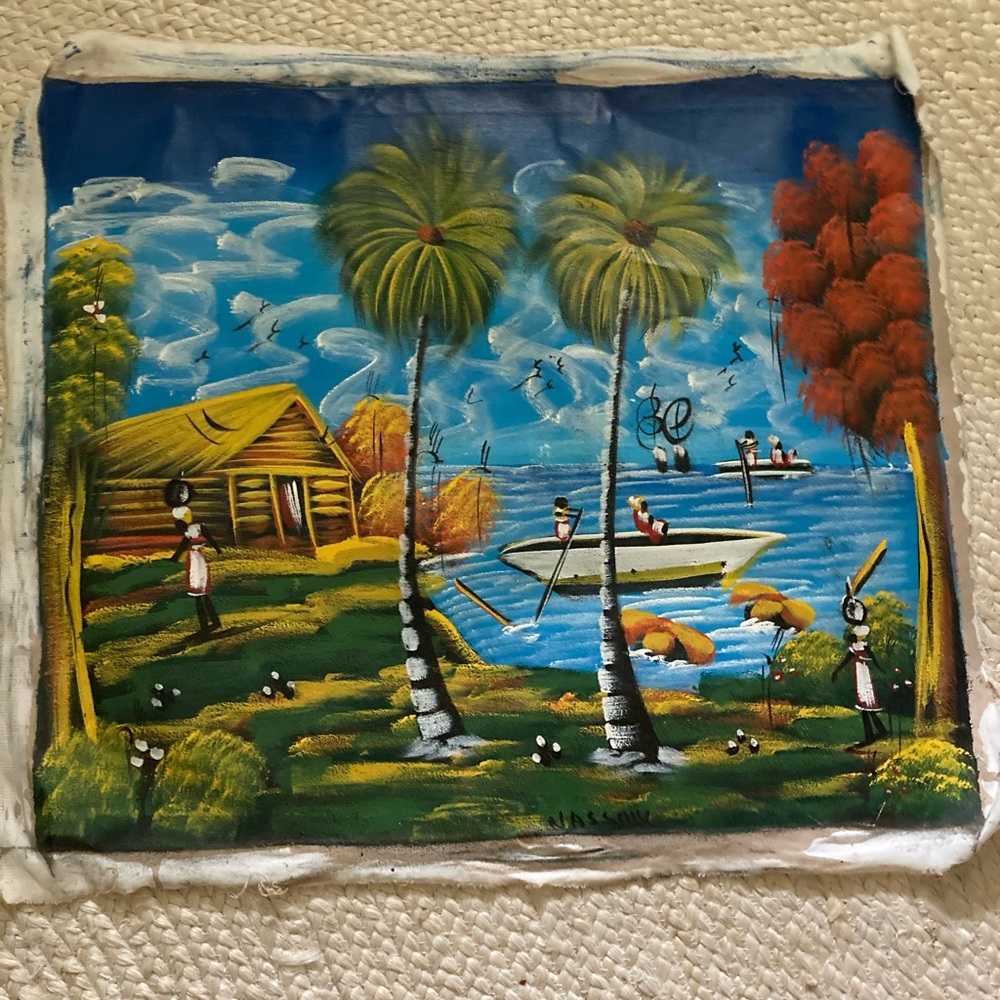 Bahamian  Nassau folk art oil painting on canvas original